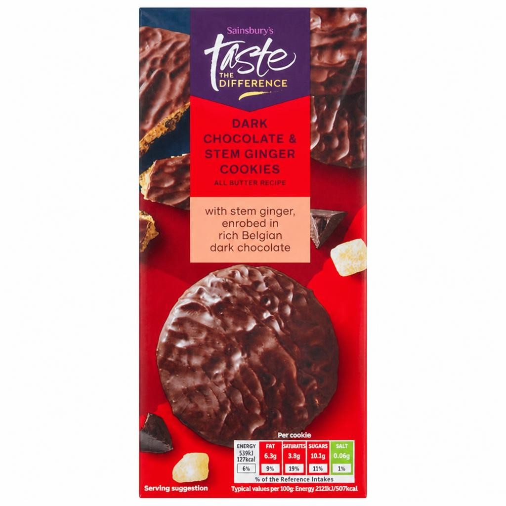 Sainsbury's Dark Chocolate & Ginger Cookies, Taste the Difference 200g