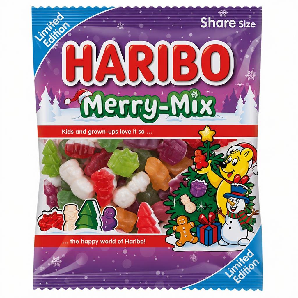 Haribo Merry Mix Fruit, Candyfloss & Marshmallow Flavour Jelly & Foam Sweets Sharing Bag 160g