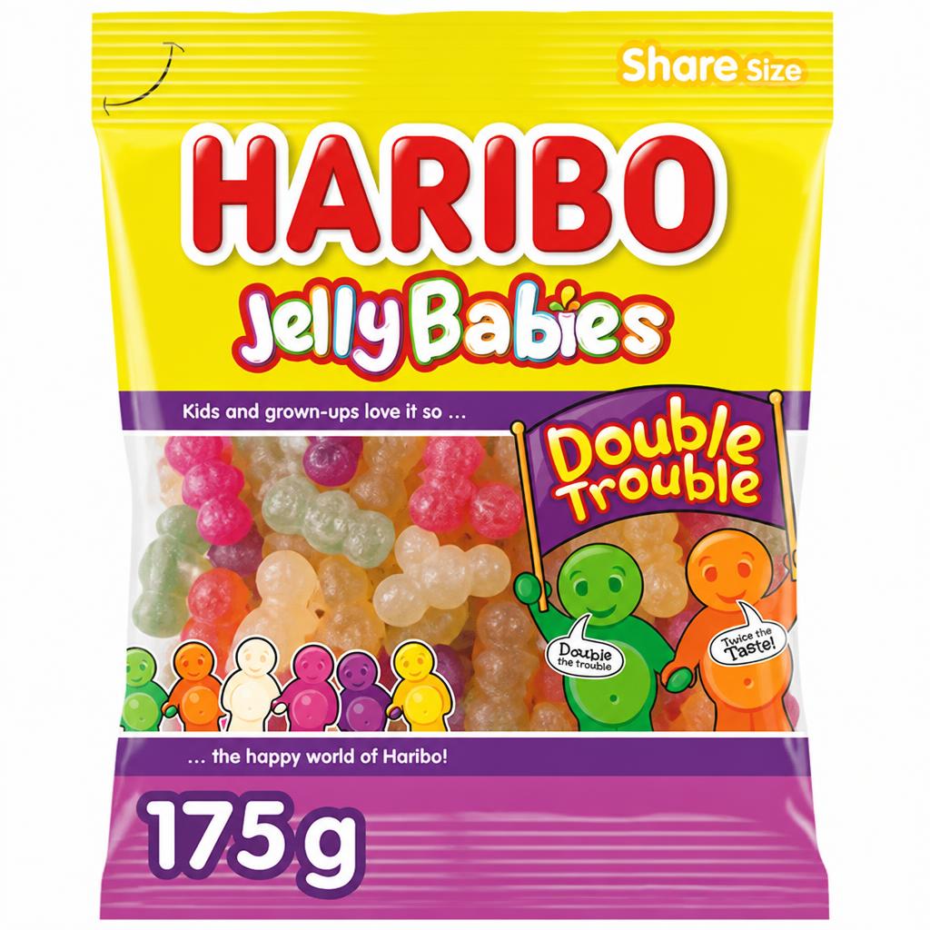 Haribo Jelly Babies Double Trouble Sweets Sharing Bag 175g