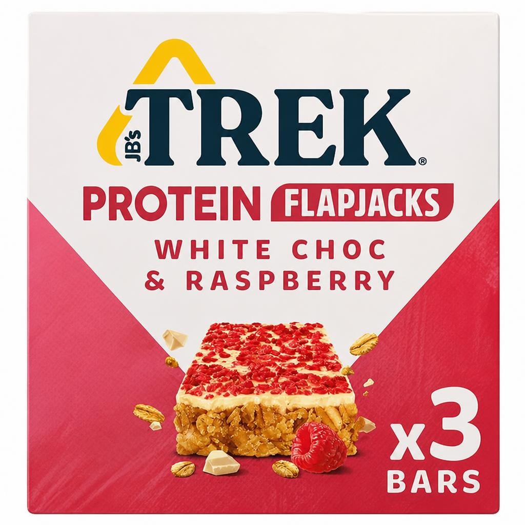 Trek White Choc & Raspberry Protein Flapjacks 3 x 50g
