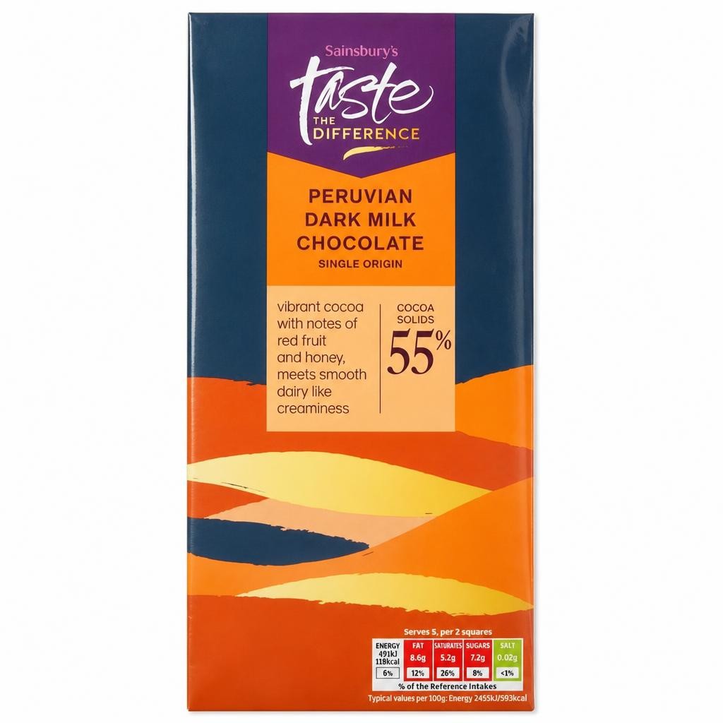 Sainsbury's Peruvian 55% Dark Milk Chocolate, Taste the Difference
