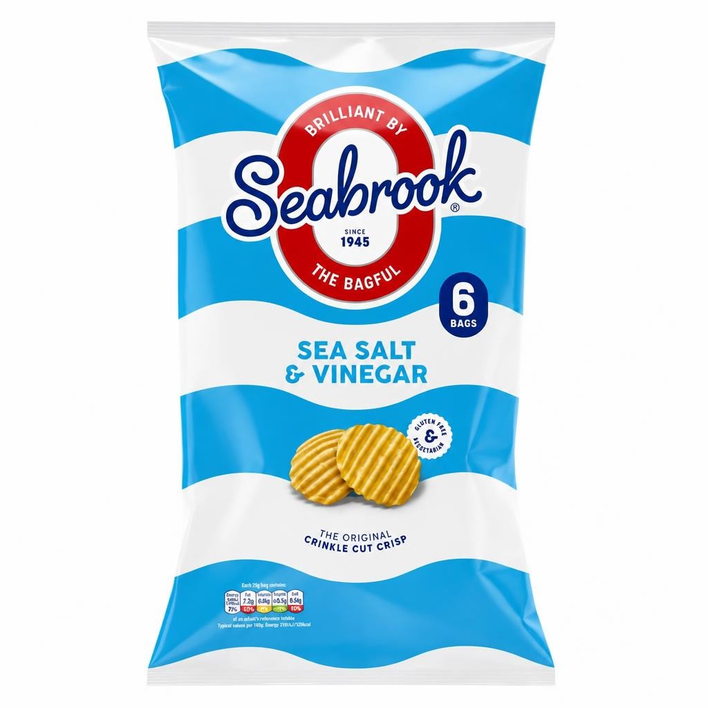 Seabrook Crinkle Cut Crisps Sea Salt & Vinegar 6x25g