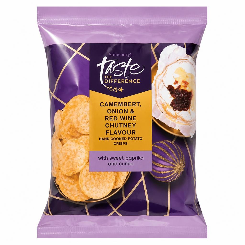 Sainsbury's Camembert with Onion & Red Wine Chutney Crisps, Taste the Difference 150g