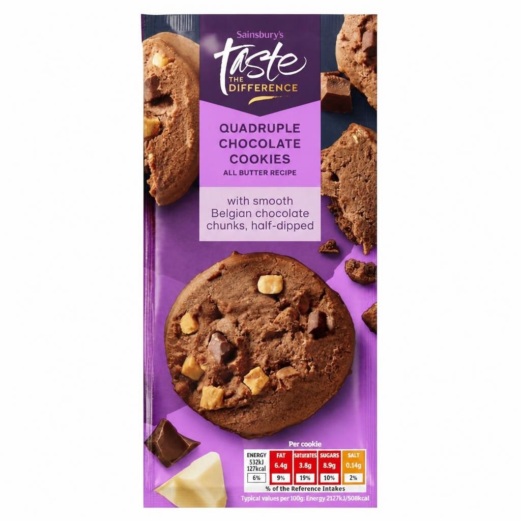 Sainsbury's Quadruple Chocolate Cookies, Taste the Difference 200g