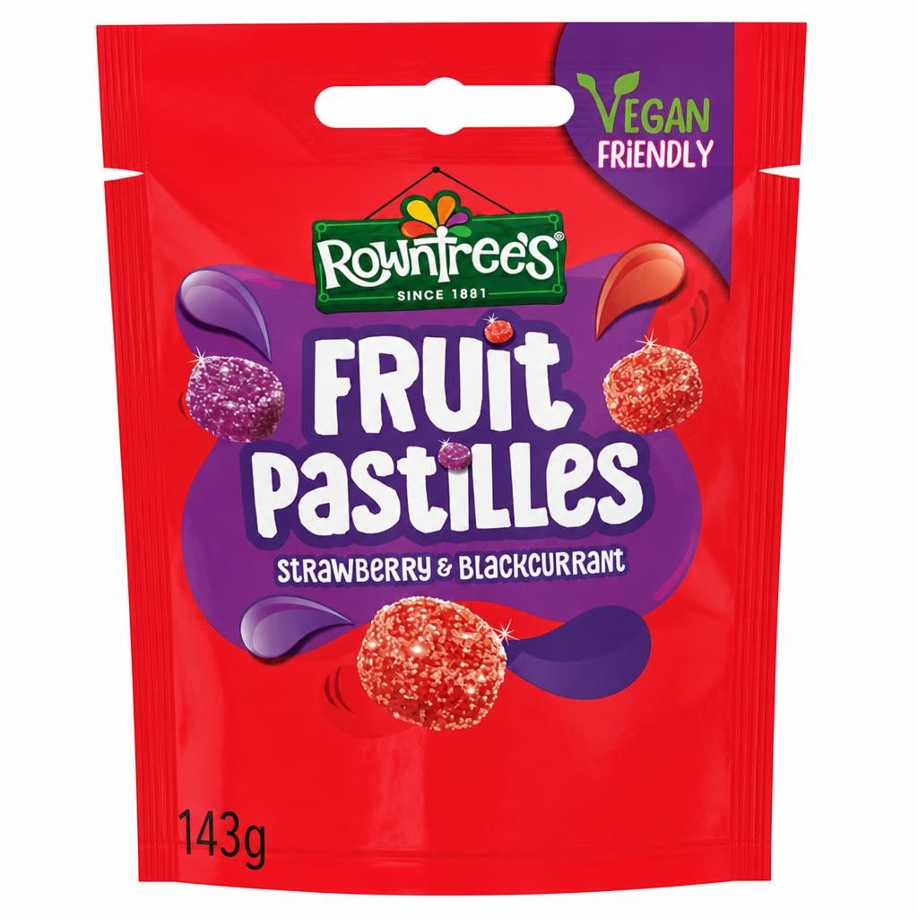 Rowntree's Fruit Pastilles Strawberry & Blackcurrant Sweets Sharing Bag 143g