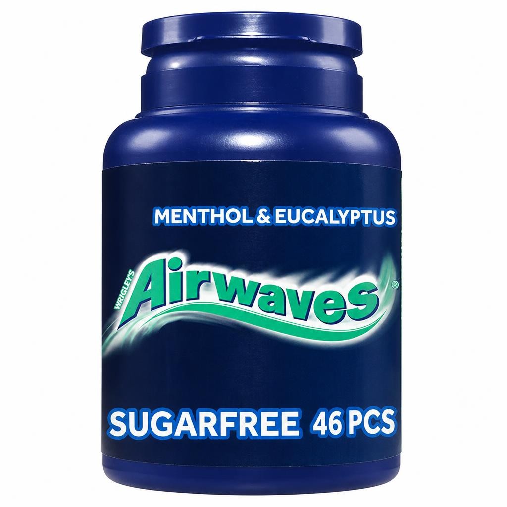 Airwaves Menthol & Eucalyptus Sugarfree Chewing Gum Pieces Bottle x46 64g