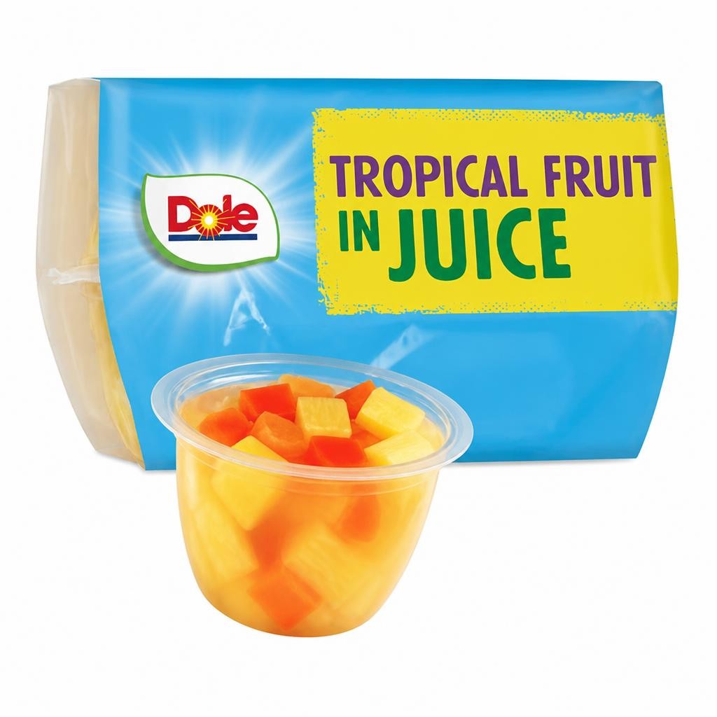 Dole Tropical Fruit In Juice Fruit Snacks 4x113g
