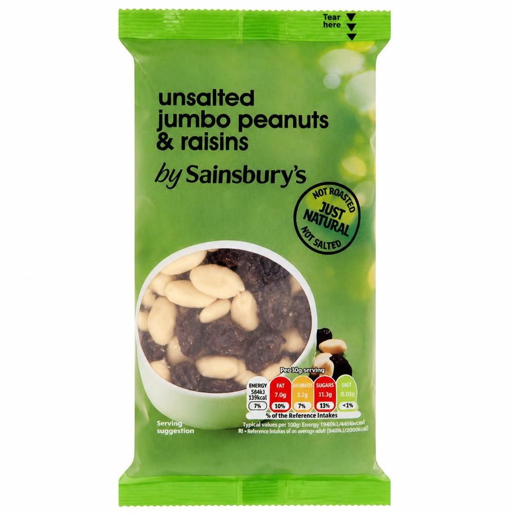 Sainsbury's Unsalted Jumbo Peanuts & Raisins 200g