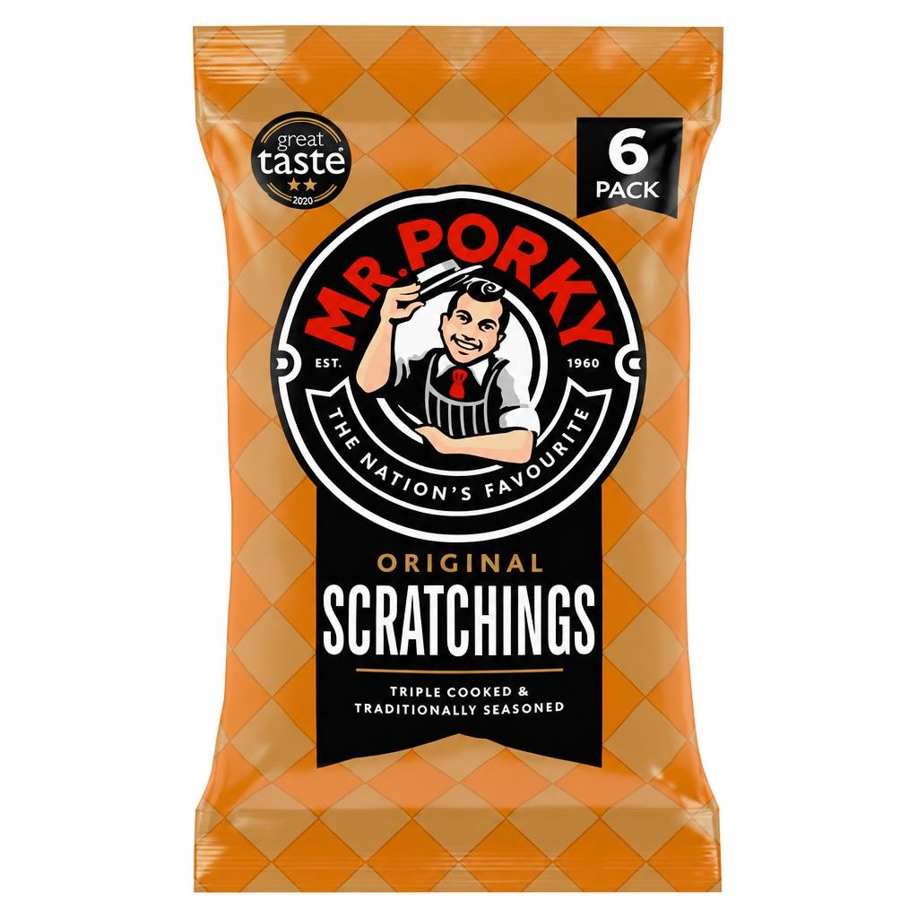 Mr Porky Original Pork Scratchings x6 16.5g
