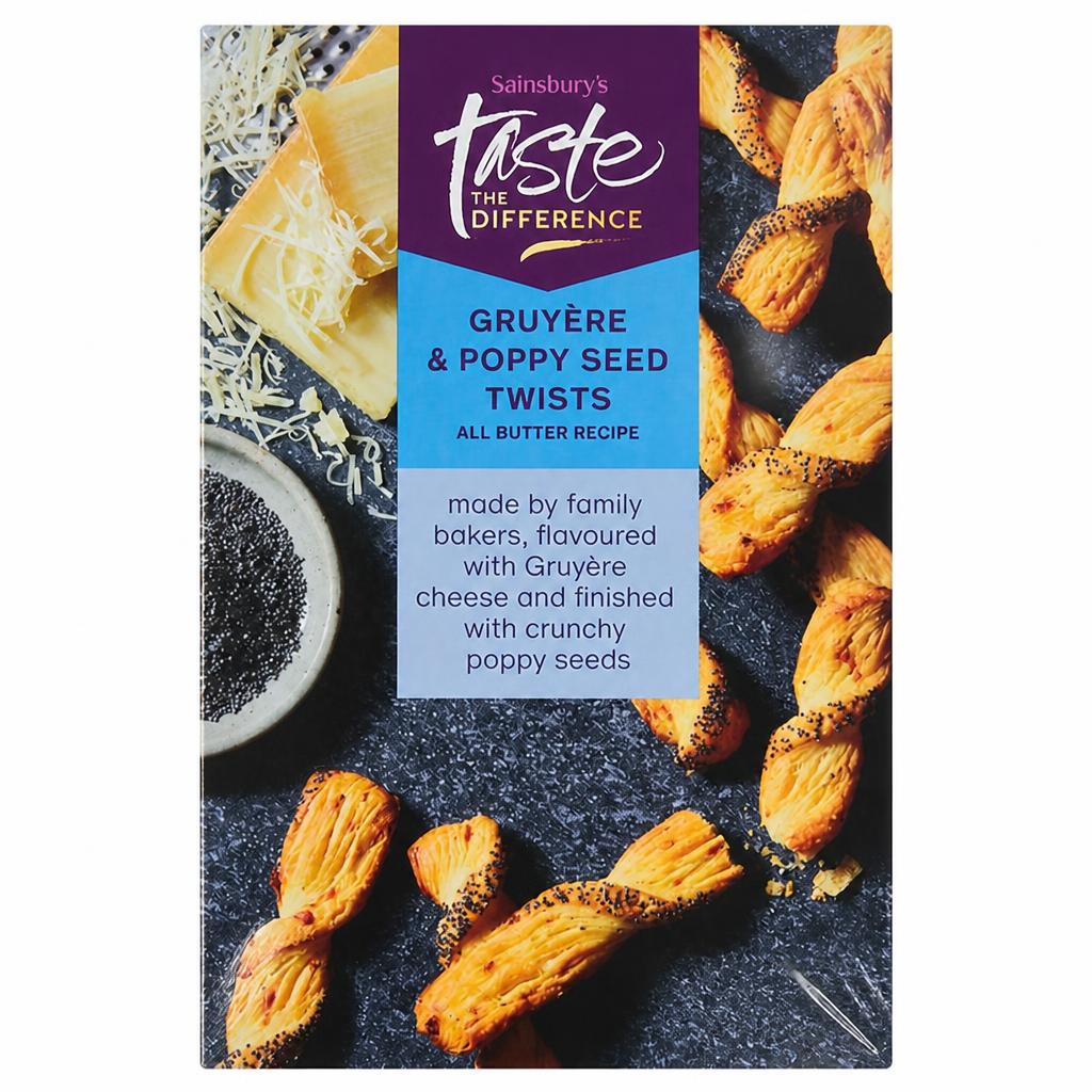 Sainsbury's Gruyere & Poppy Twists, Taste the Difference 100g