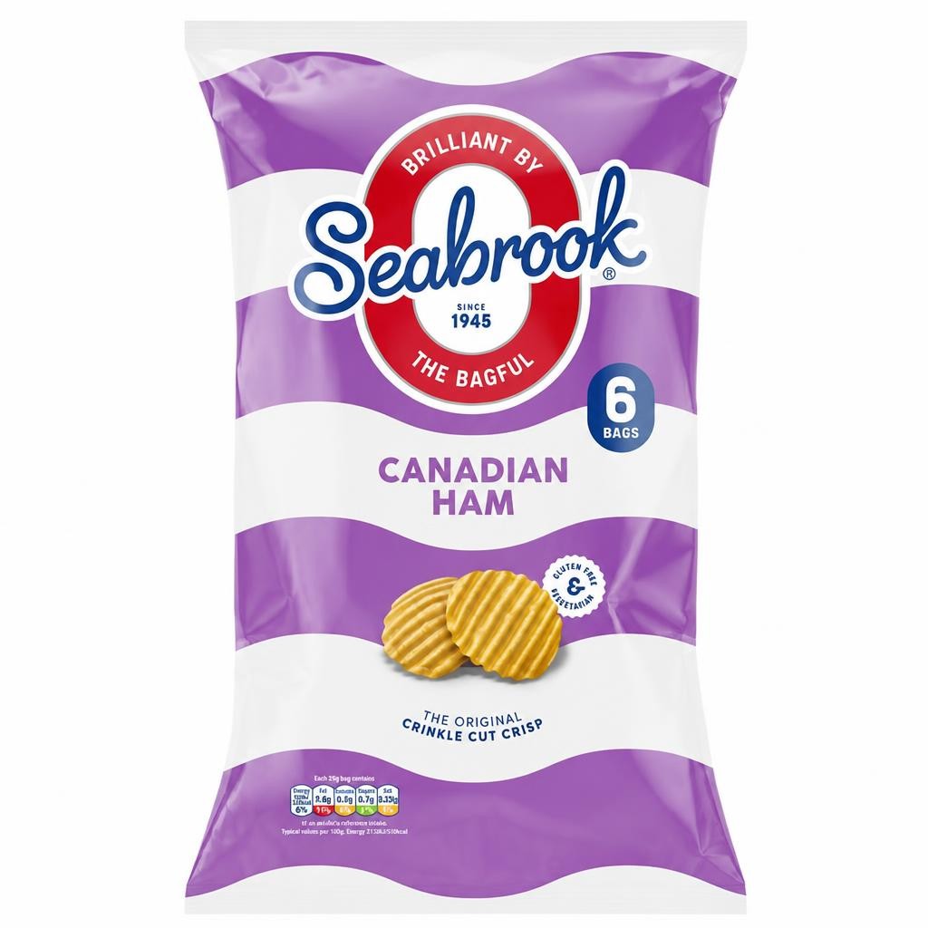 Seabrook Crinkle Cut Crisps Canadian Ham 6x25g