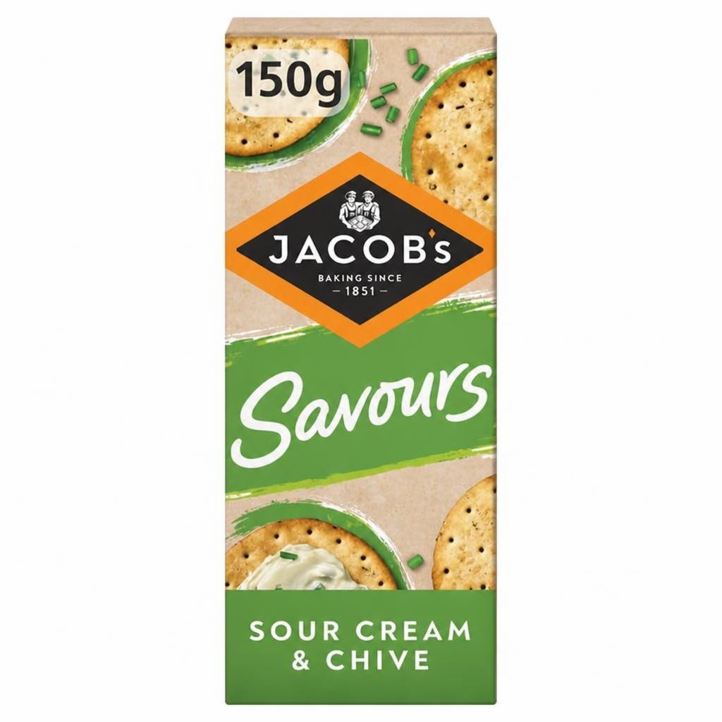 Jacob's Savours Thins, Sour Cream & Chive Crackers 150g