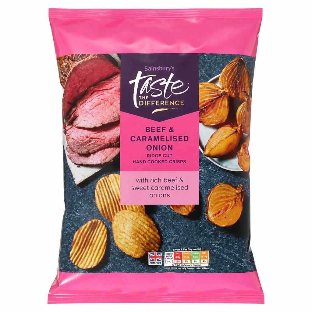 Sainsbury's 150g Beef & Caramelised Onion Sharing Crisps, Taste the Difference