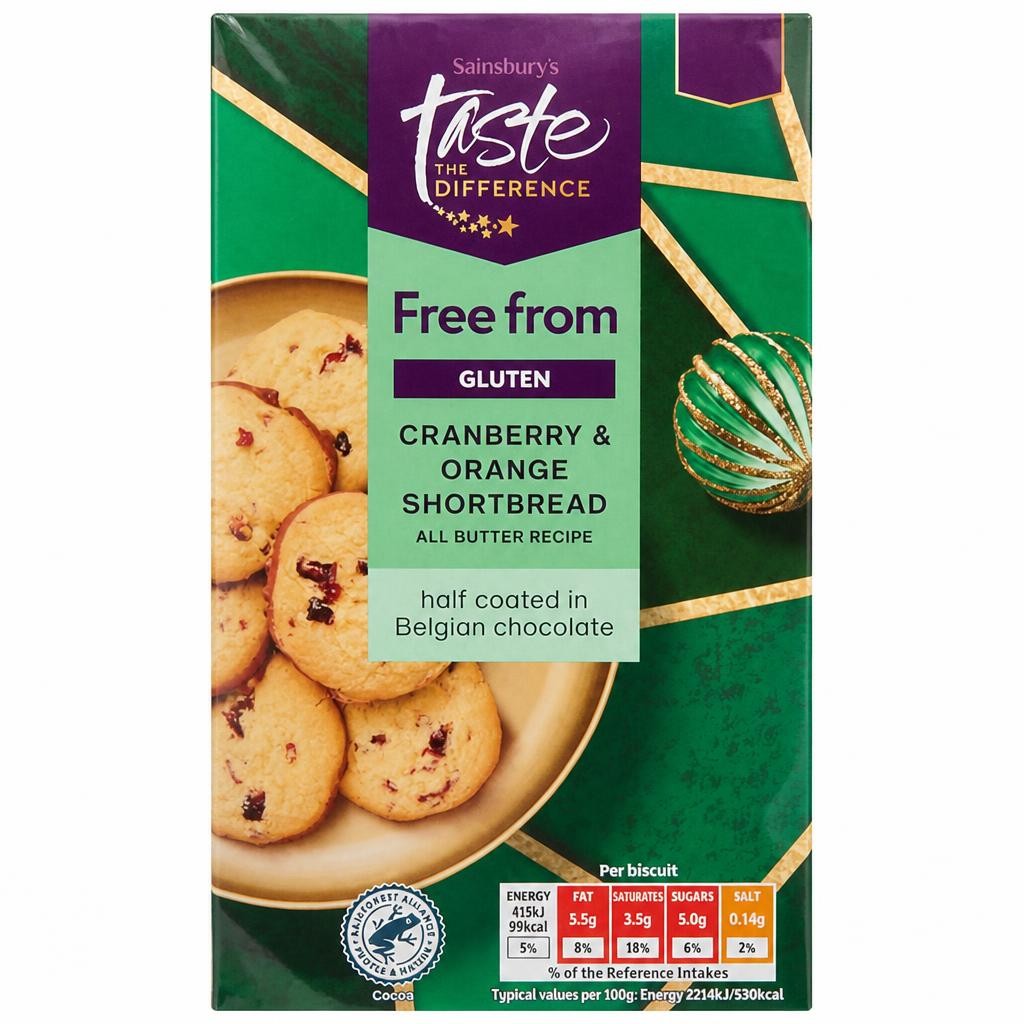 Sainsbury's Cranberry & Orange Shortbread, Taste the Difference 150g