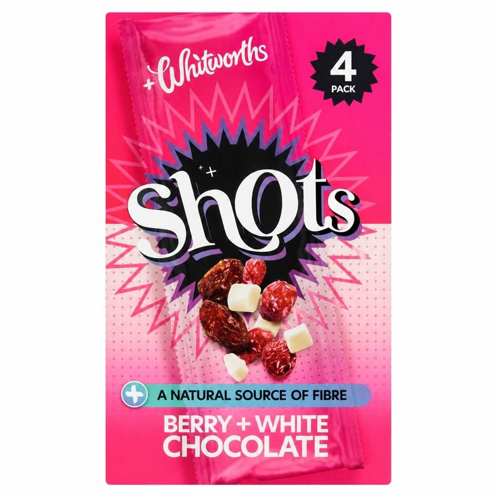 Whitworths Shots Snack Pack Berry & White Chocolate 4x25g