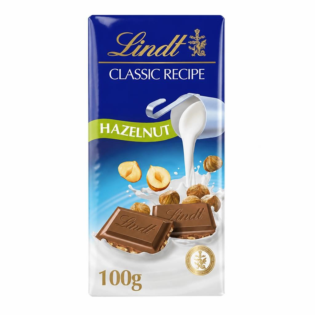 Lindt Classic Recipe Milk Hazelnut Chocolate Bar 100g