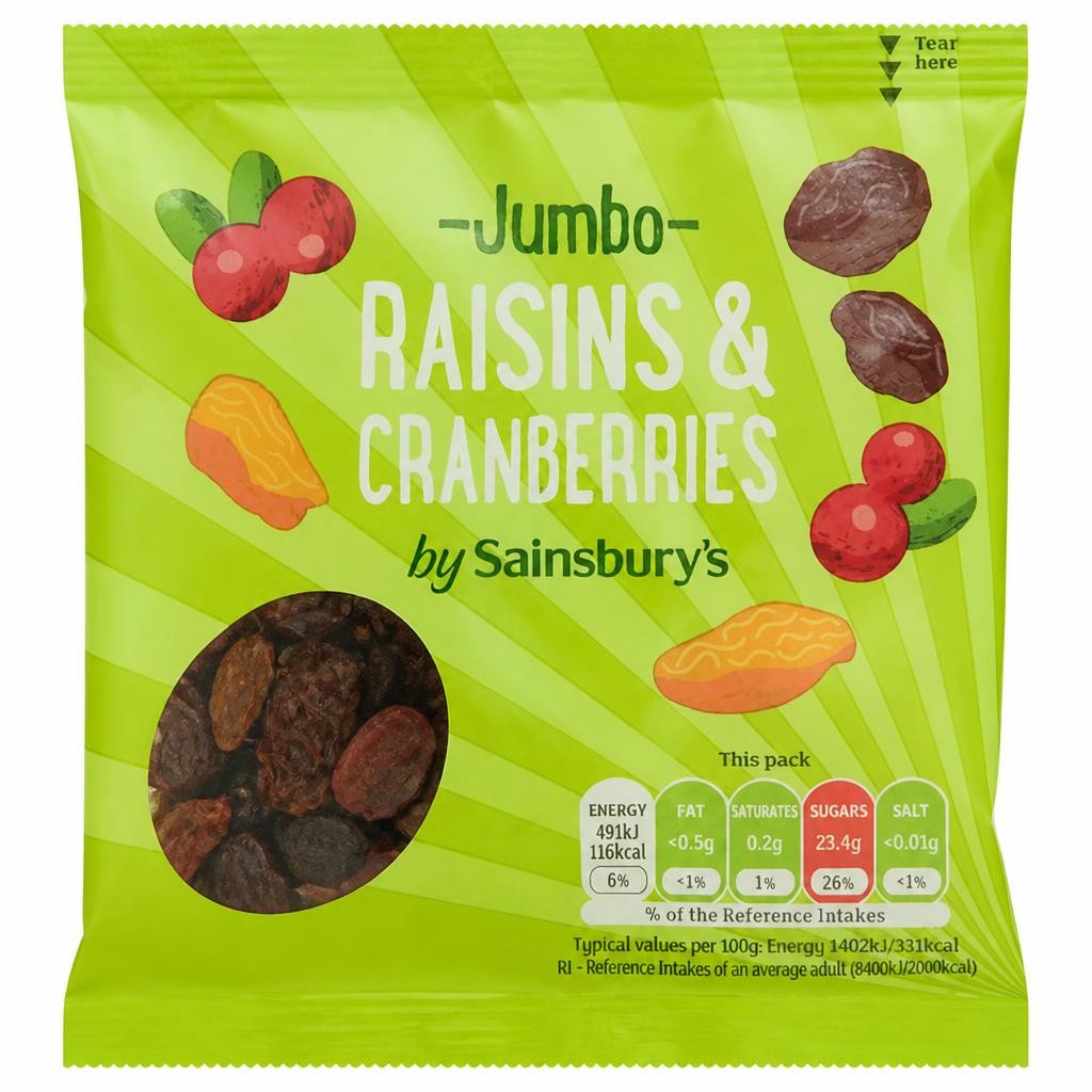 Sainsbury's Jumbo Raisins & Cranberries 35g