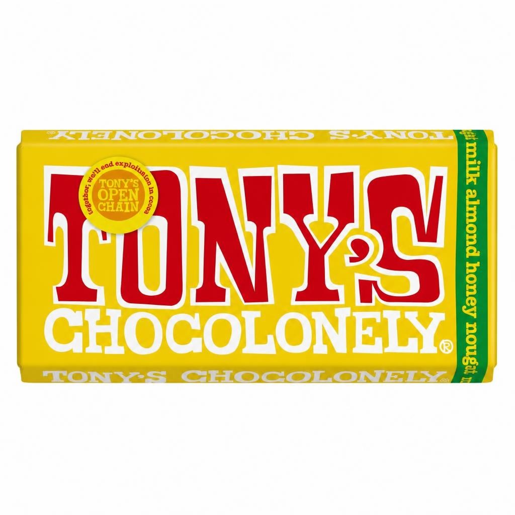 Tony's Chocolonely Fairtrade Milk Chocolate Almond Honey Nougat 180g