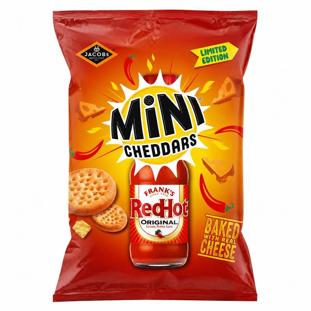 Jacob's Mini Cheddars Frank's Red Hot Original Cayenne Pepper Sauce, Limited Edition 150g
