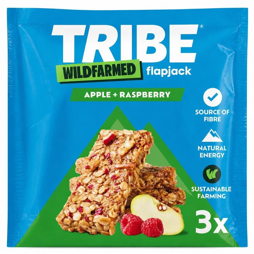Tribe Wildfarmed Apple + Raspberry Flapjack Bars 3 x 50g