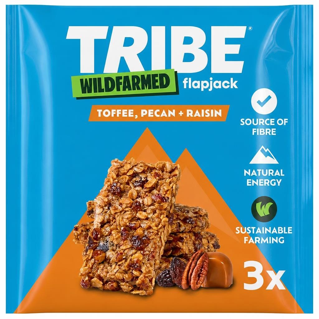 Tribe Wildfarmed Toffee, Pecan + Raisin Flapjack Bars 3 x 50g