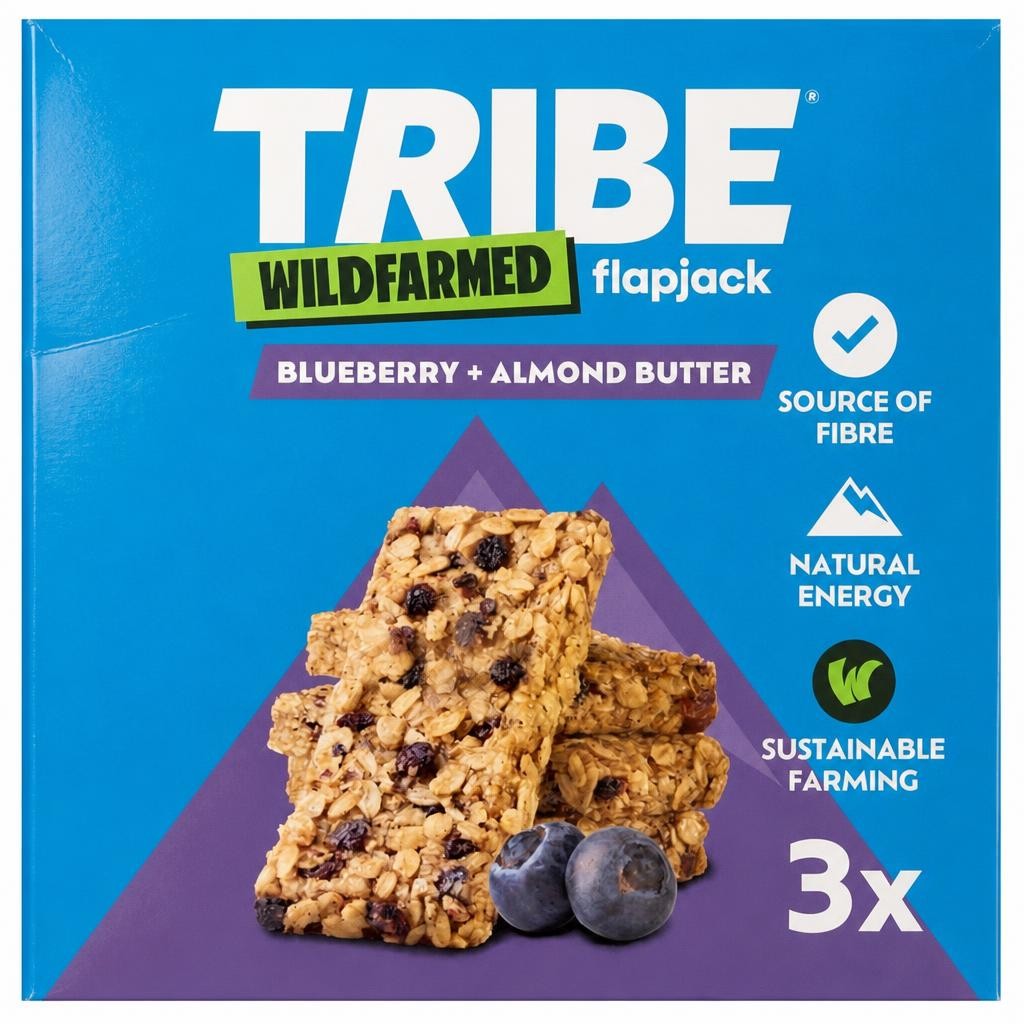 Tribe Wildfarmed Blueberry + Almond Butter Flapjack Bars 3 x 50g