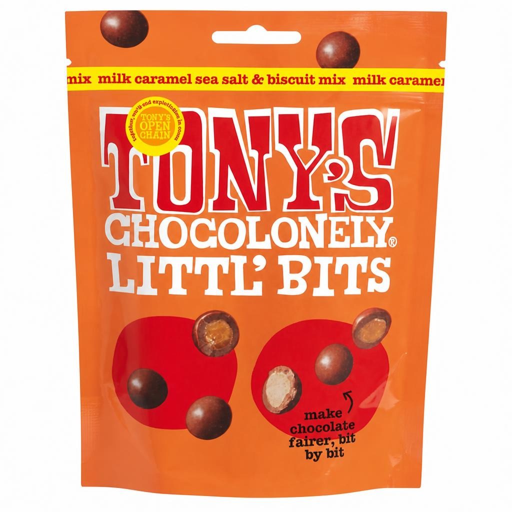 Tony's Chocolonely Littl' Bits Milk Caramel Sea Salt & Biscuit Mix 100g