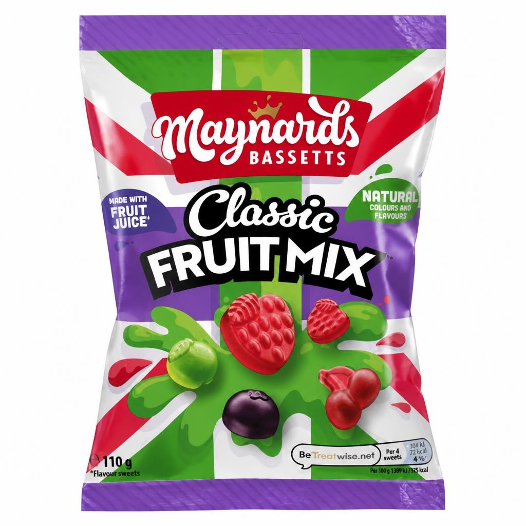 Maynards Bassetts Classic Fruit Mix Candy Sweets Sharing Bag 110g