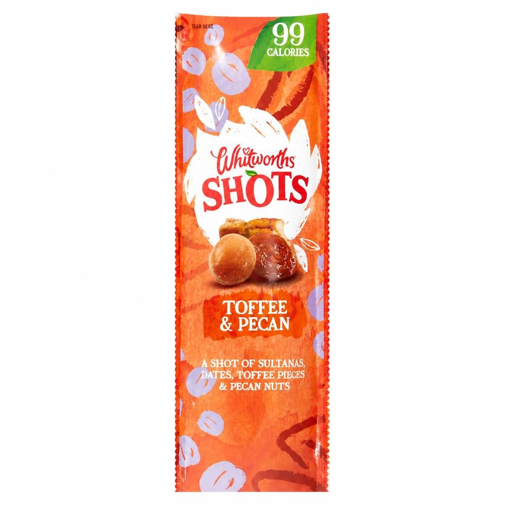 Whitworths Shots Single Snack Toffee Pecan 25g