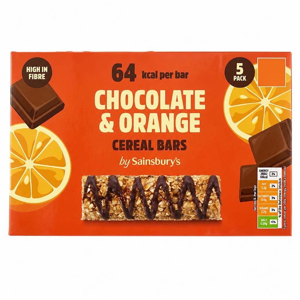 Sainsbury's Chocolate & Orange Cereal Bars x5 95g