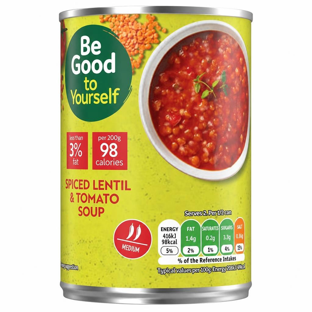 Sainsbury's Tomato & Spicy Lentil Soup, Be Good To Yourself 400g
