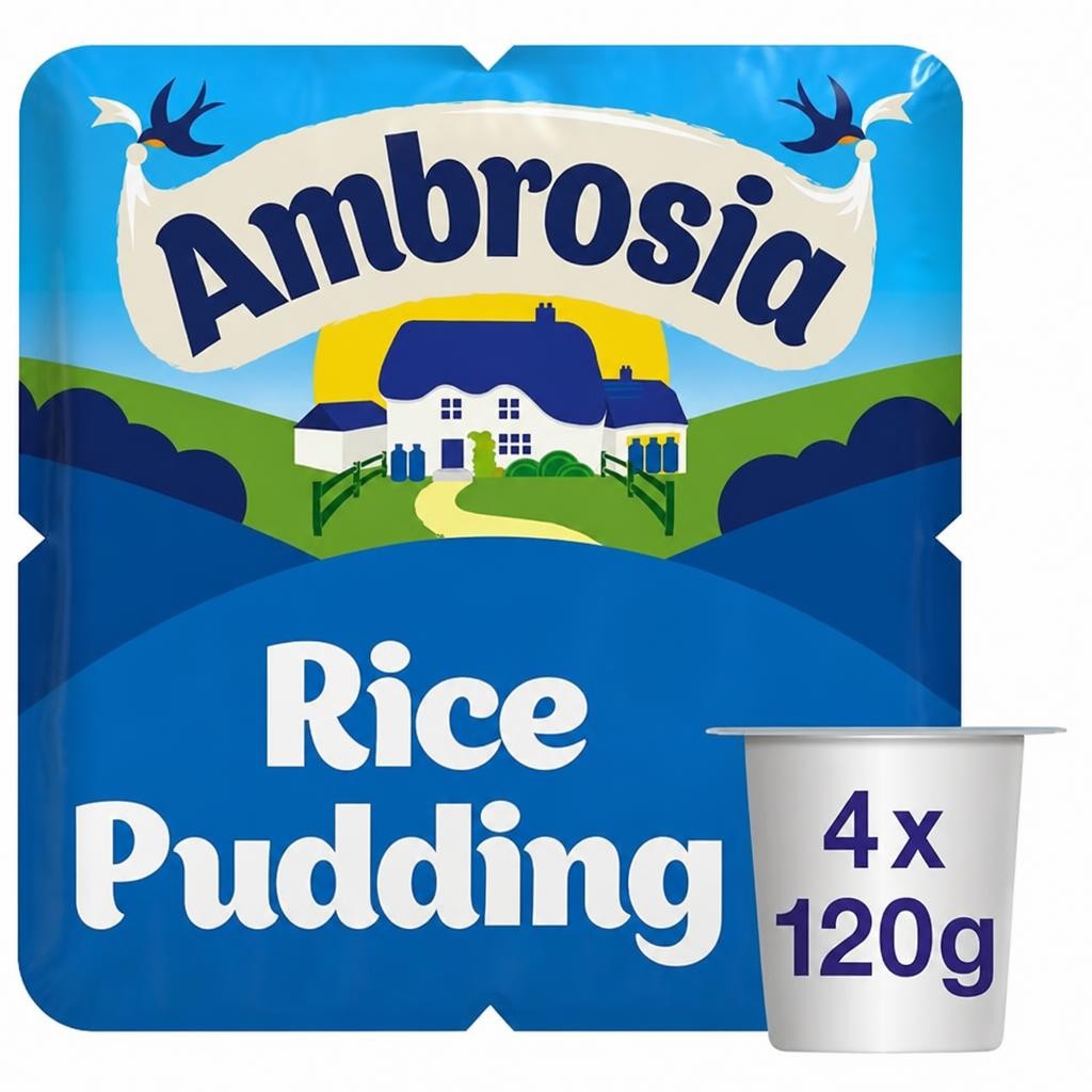Ambrosia 4 x 120g Rice Pudding Dessert Snack Pots