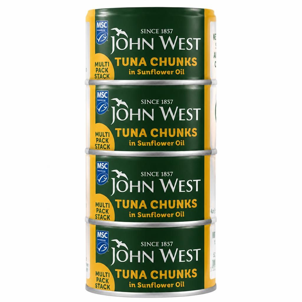 John West Tuna Chunks in Sunflower Oil 4x125g (102g Drained)
