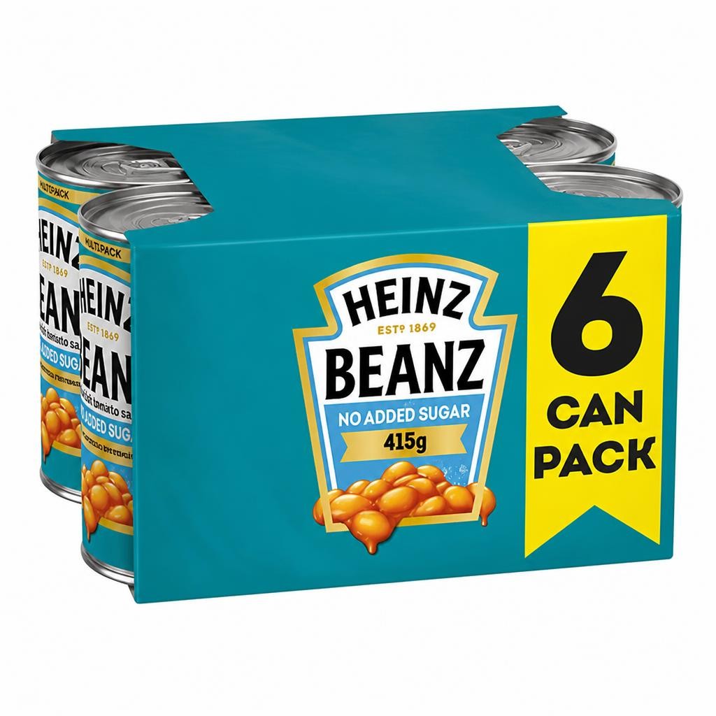 Heinz No Added Sugar Baked Beans in a Rich Tomato Sauce 6 x 415g