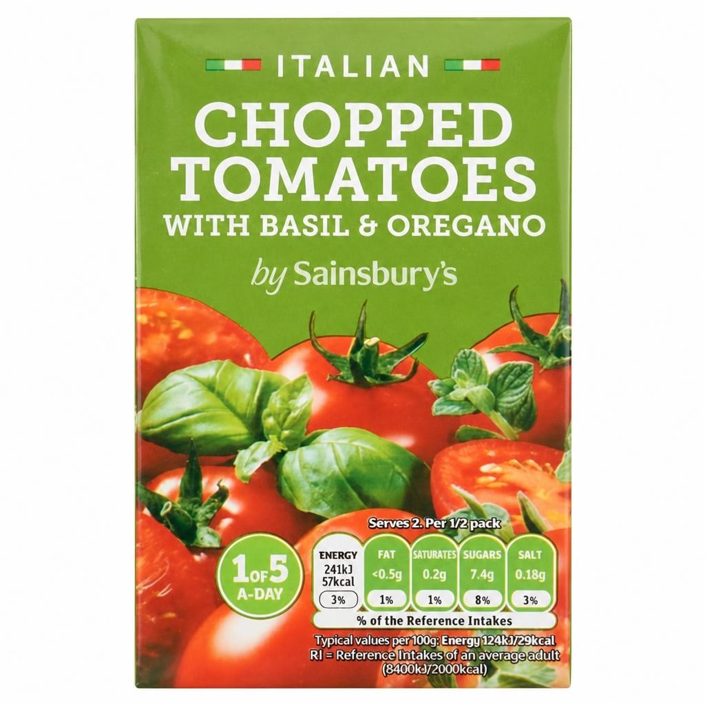 Sainsbury's Chopped Tomatoes With Basil & Oregano 390g