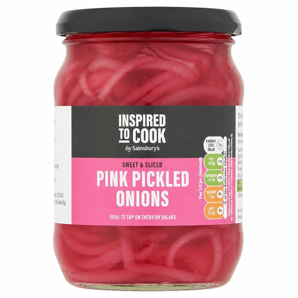 Sainsbury's Sliced Pickled Red Onions in Sweet Vinegar, Inspired to Cook 340g (156g*)