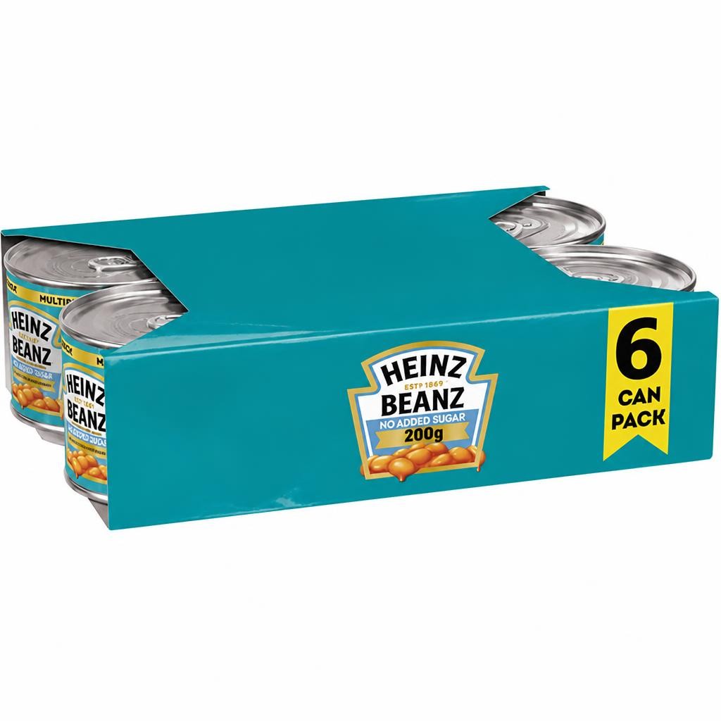 Heinz Baked Beans No Added Sugar in a Rich Tomato Sauce Great Value Pack 6x200g