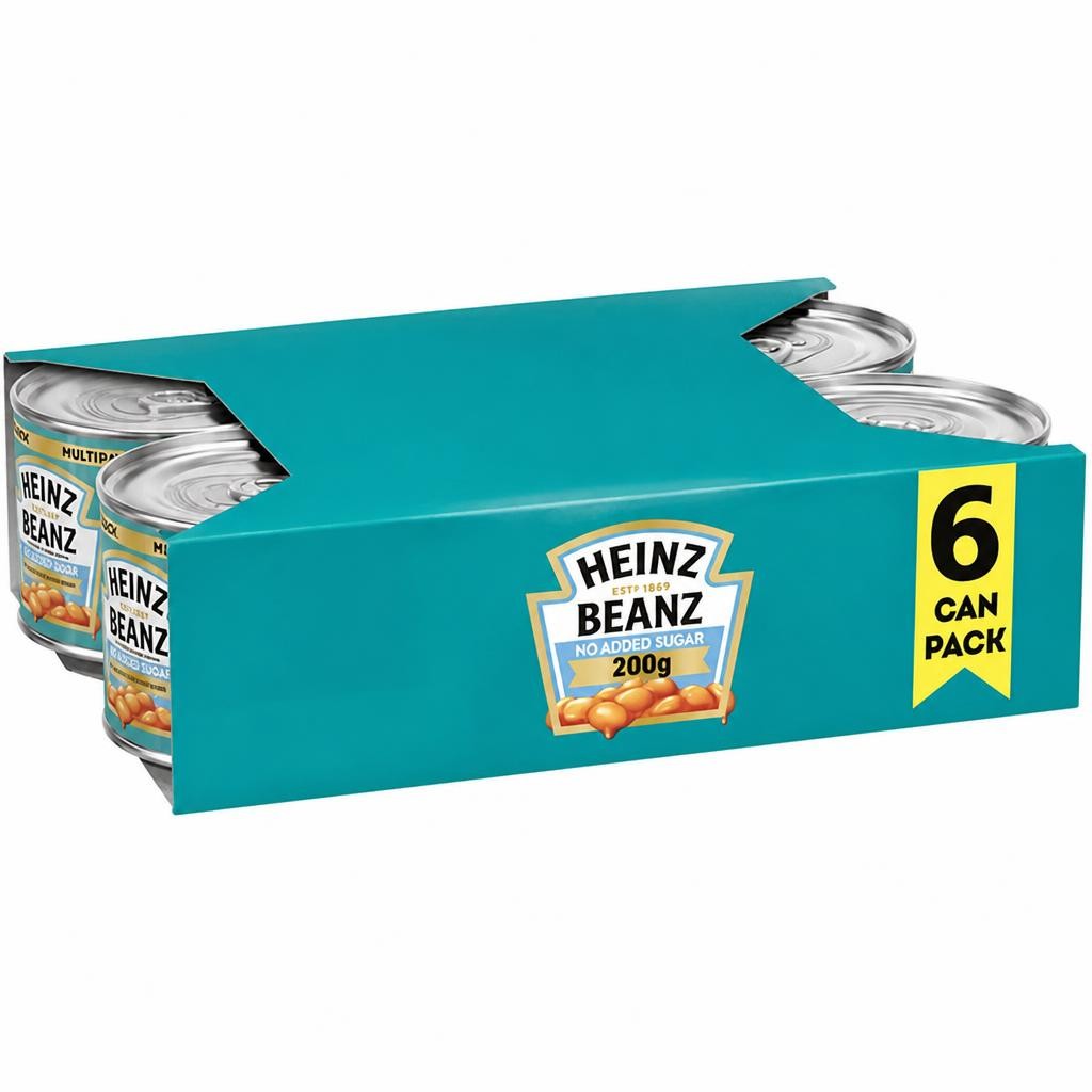 Heinz Baked Beans No Added Sugar in a Rich Tomato Sauce Great Value Pack 6x200g