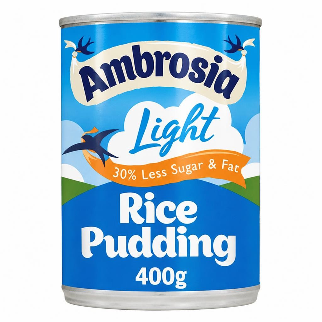 Ambrosia Light 400g Low Fat & Reduced Sugar Rice Pudding Dessert Can