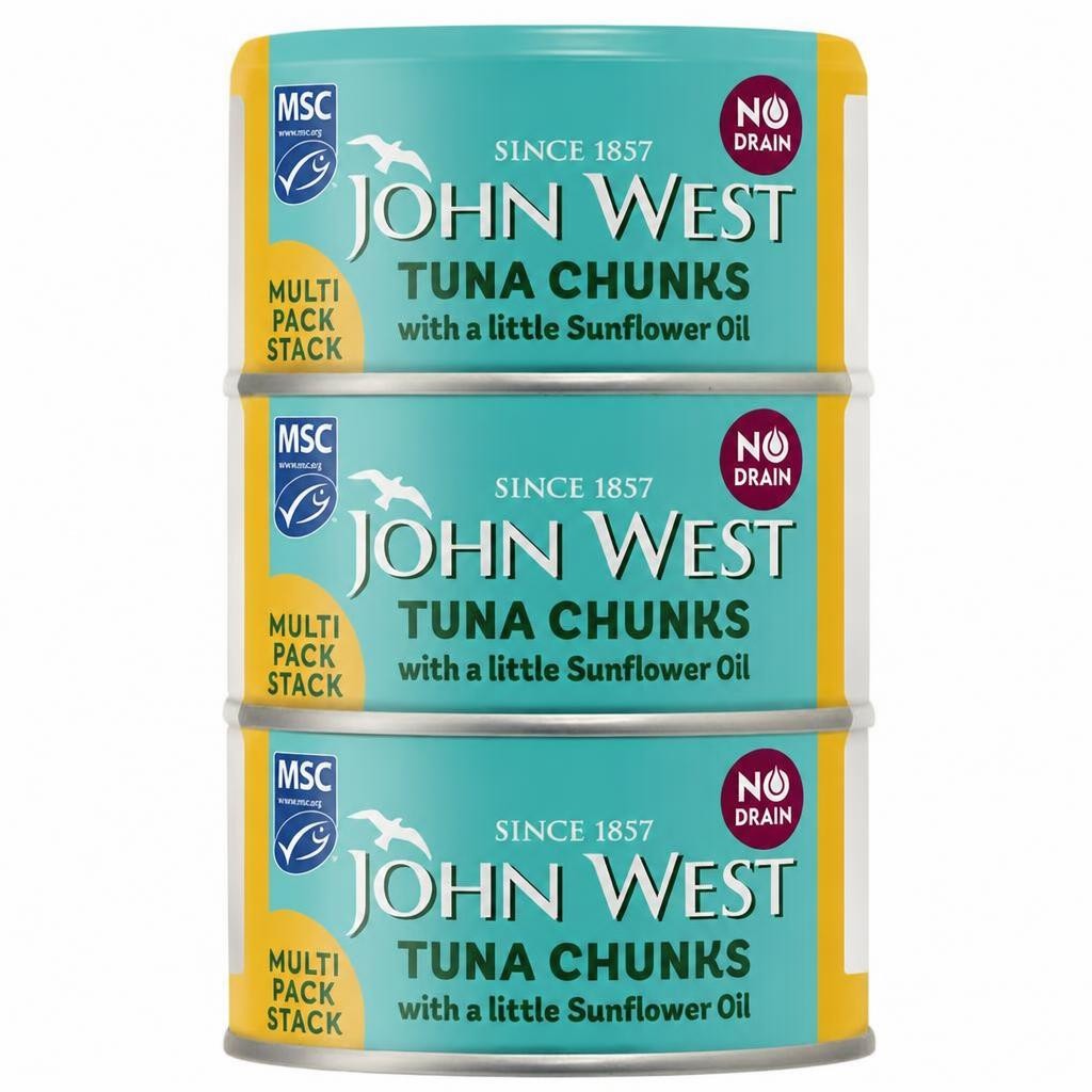 John West No Drain Tuna Chunks with a Little Sunflower Oil MSC 3x100g