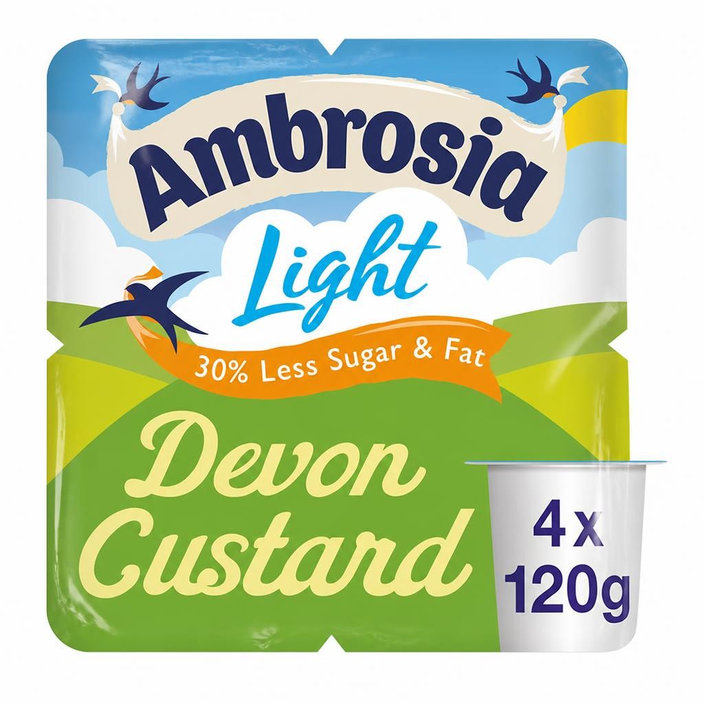 Ambrosia Light 4 x 120g Low Fat & Reduced Sugar Custard Dessert Snack Pots