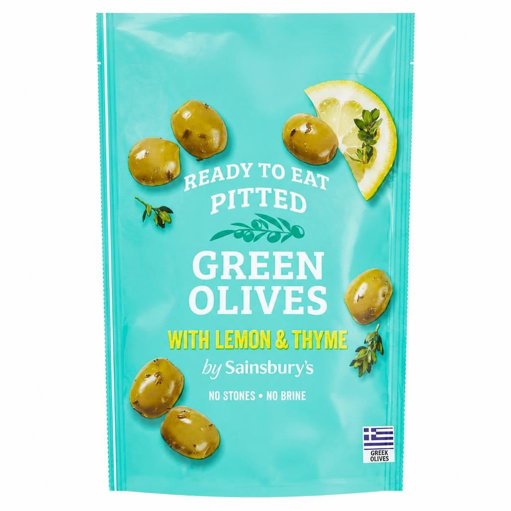 Sainsbury's Pitted Green Olives with Lemon & Thyme 70g