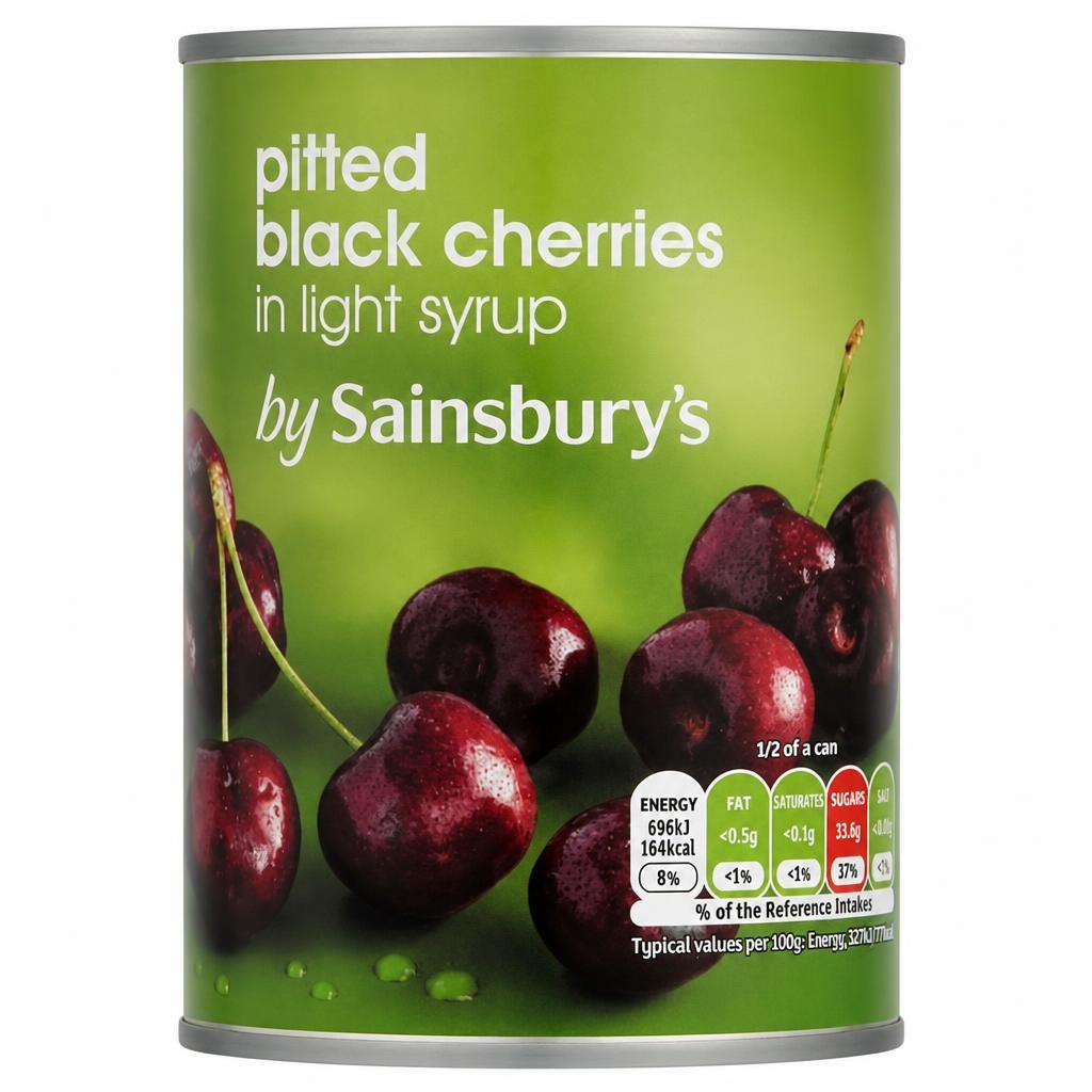 Sainsbury's Pitted Black Cherries in Light Syrup 425g
