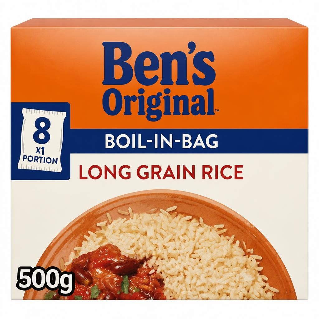 Bens Original Boil in Bag Long Grain Rice 8x62.5g