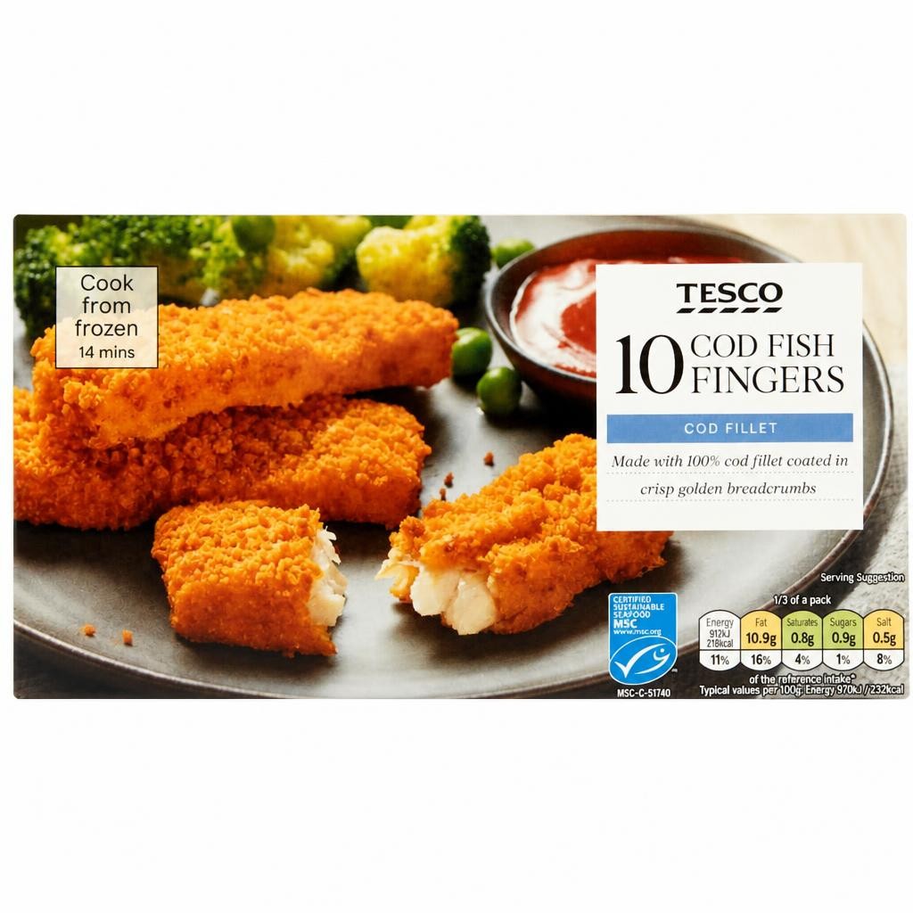 Tesco Cod Fish Fingers 10 Pack 300G