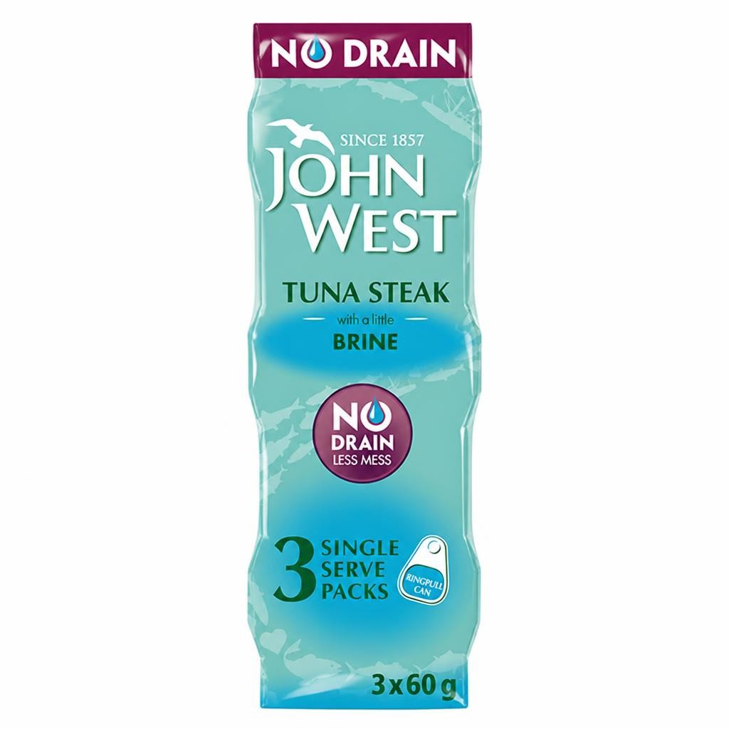 John West Tuna Steak No Drain with Brine 3x60g
