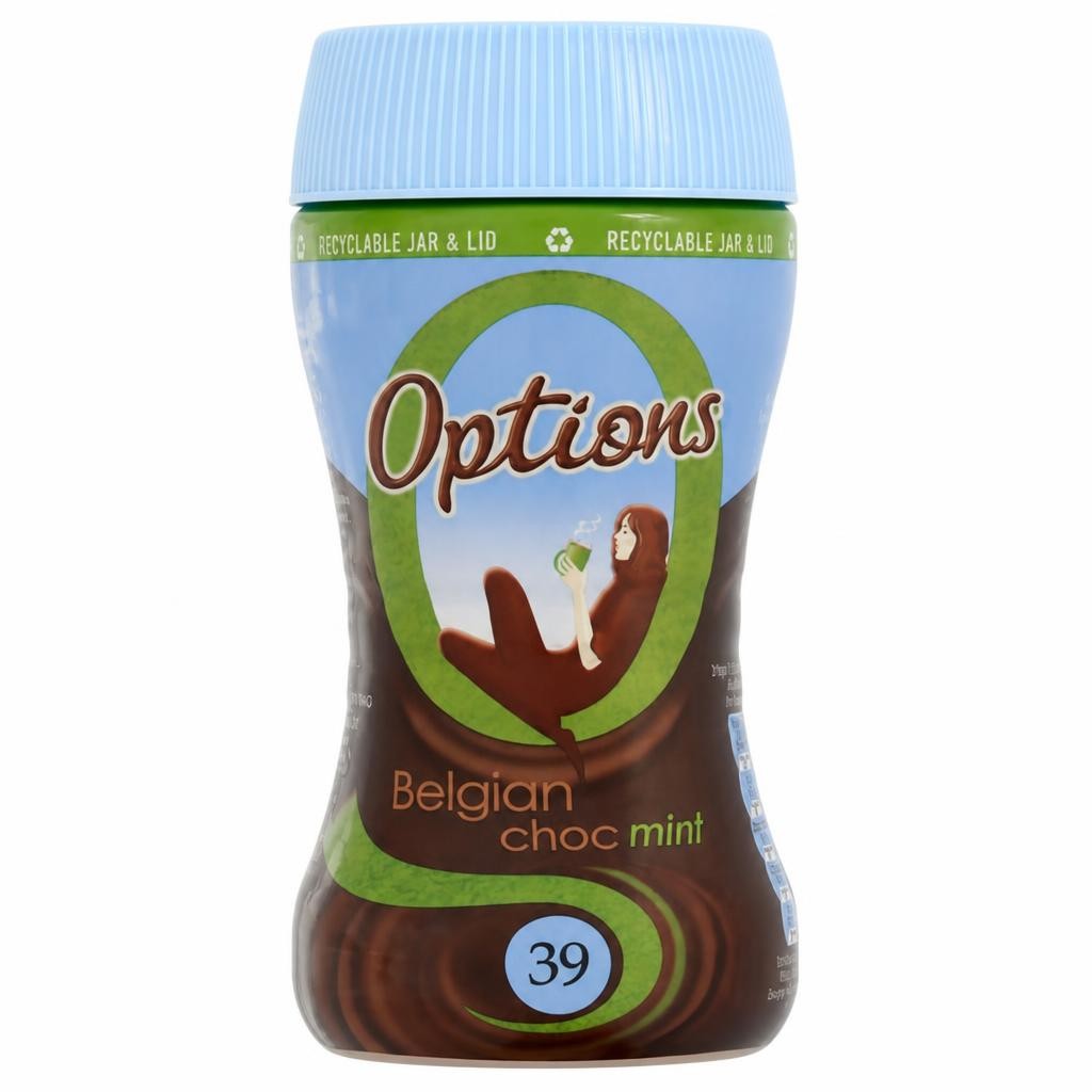 Options Instant Belgian Hot Chocolate Mint Drink 220g
