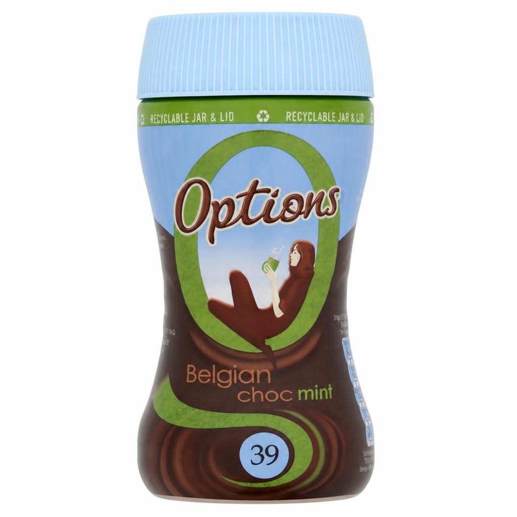 Options Instant Belgian Hot Chocolate Mint Drink 220g