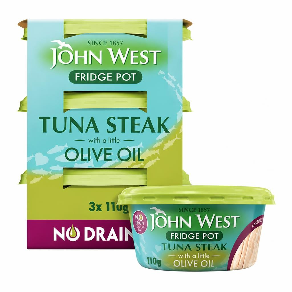 John West No Drain Fridge Pot Tuna Steak with a Little Olive Oil 3x110g