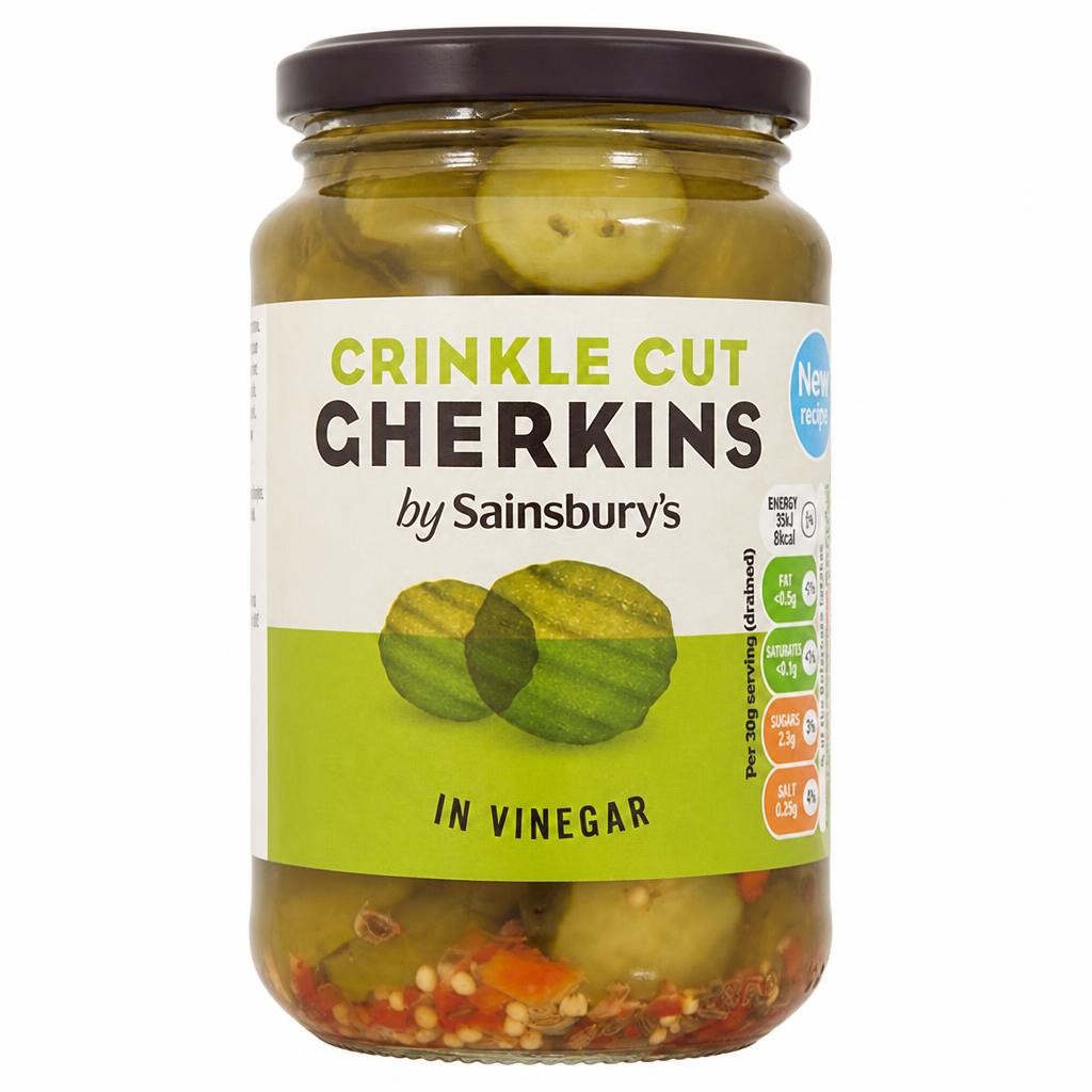 Sainsbury's Crinkle Gherkins in Vinegar 340g (180g*)
